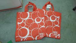 reuseable shopping bags, large lot of reuseable red totes from rite aid new with tags