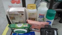 personal care items, bath and body related items box full of various name brands