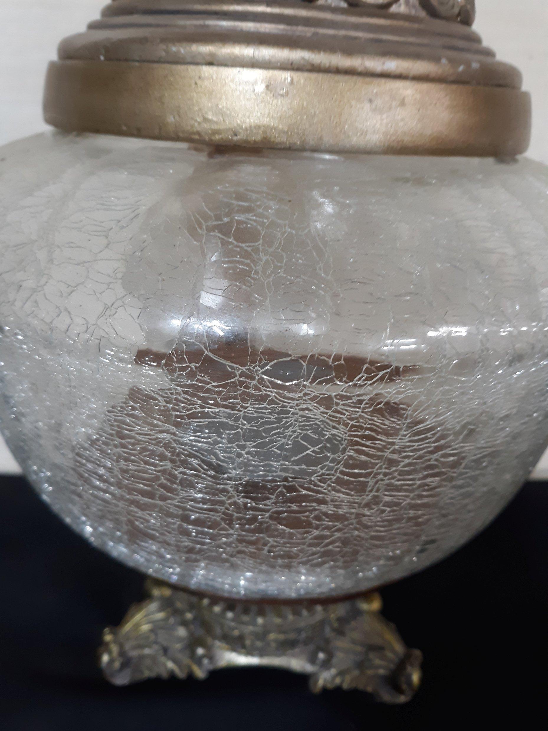 Large Crackle Glass Apothecary Jar w/Lid