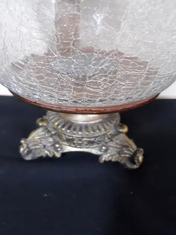 Large Crackle Glass Apothecary Jar w/Lid