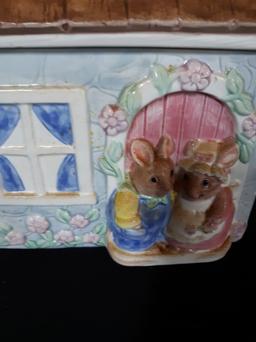 Vintage Ceramic Cookie Jar Bunny Farm House