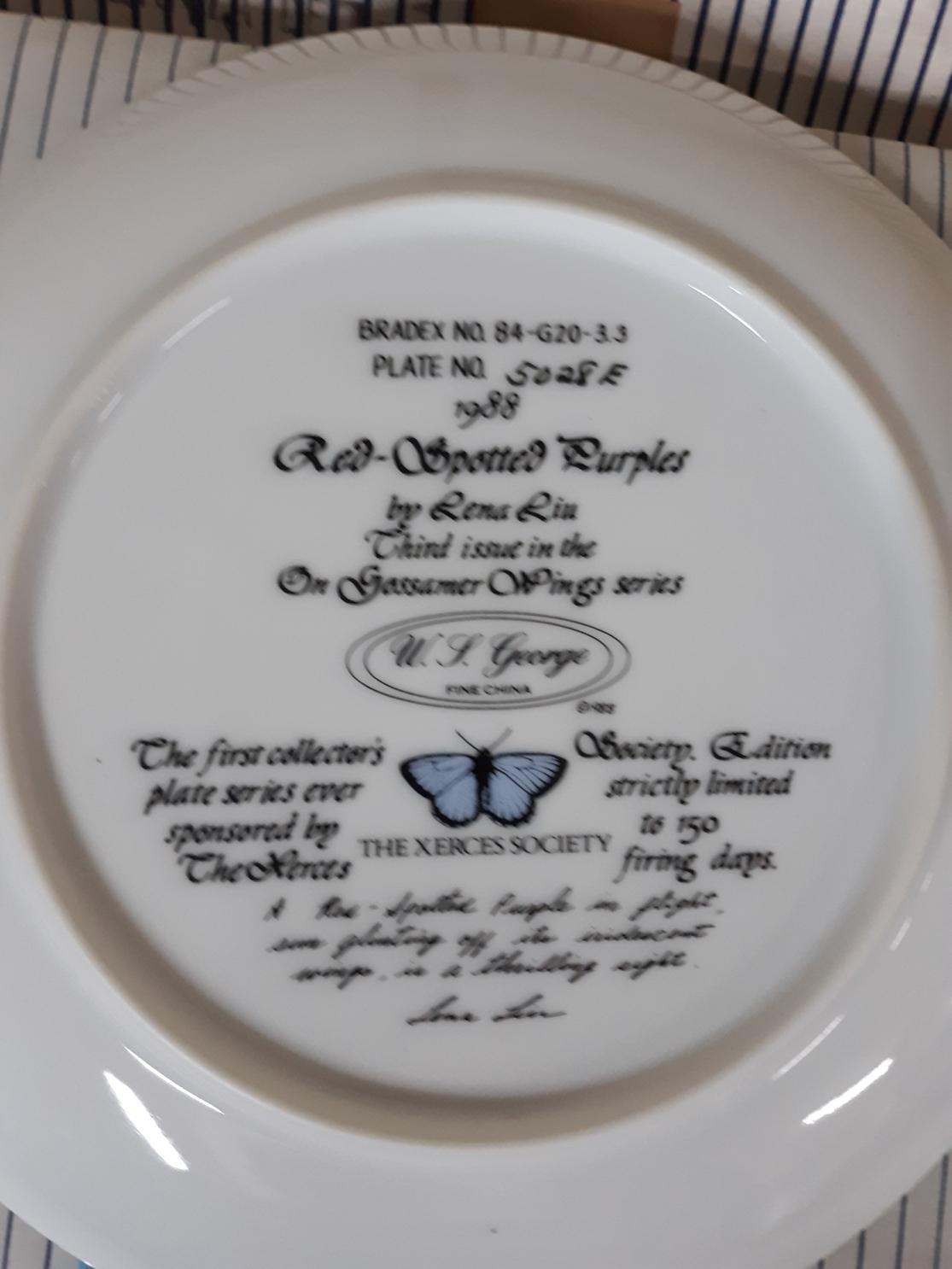 WJ George Fine China Butterfly Plates