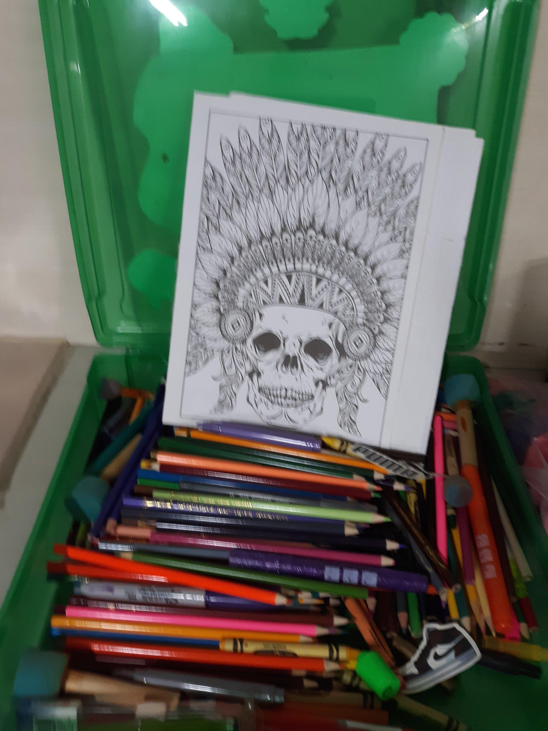 Misc. Lot, Colored Pencil Box, books, Cards, etc.