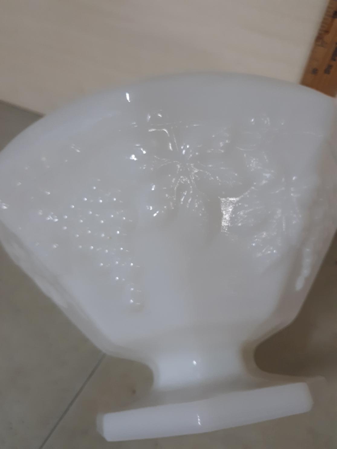 Milk Glass Footed Harvest Grape Bowl