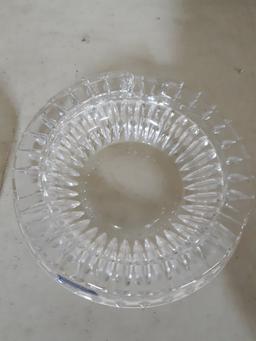 Vintage Round Faceted Crystal Glass Ashtrays
