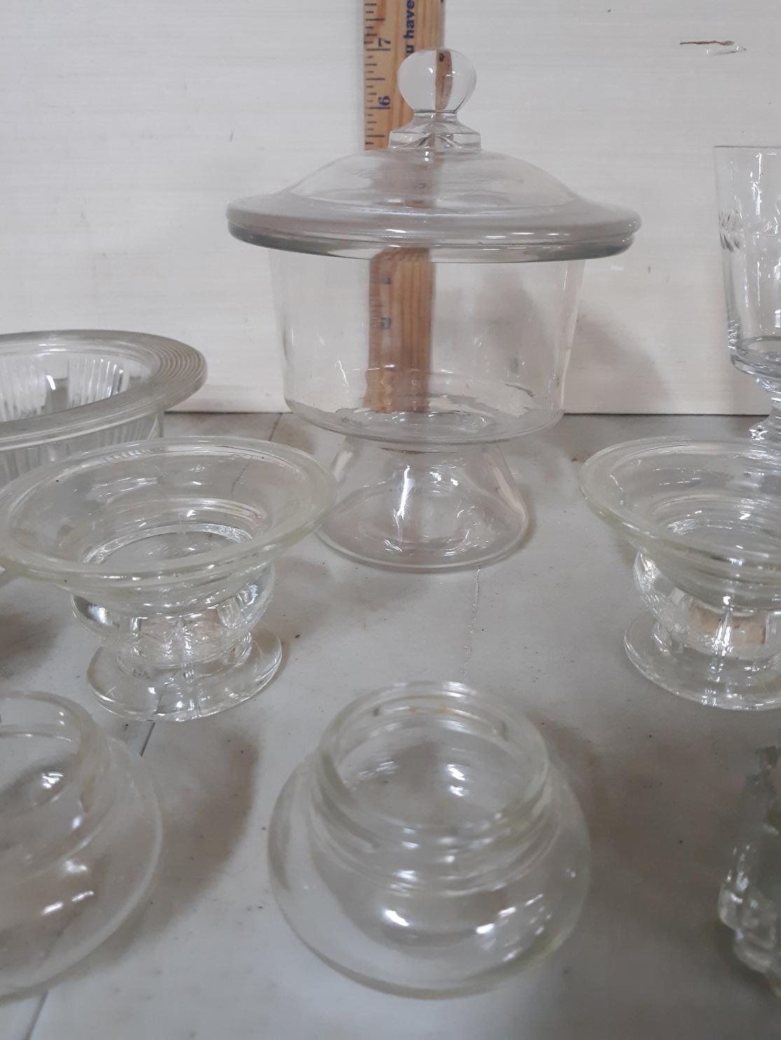 Clear Glass Lot, Stemware, S&P w/no lids, Custard cups, etc.