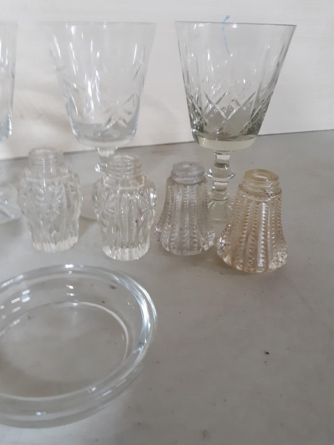 Clear Glass Lot, Stemware, S&P w/no lids, Custard cups, etc.