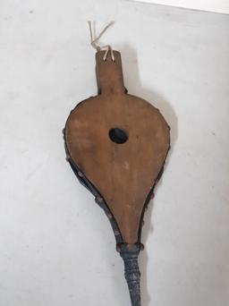 Vintage Leather Wood Fire Bellows w/Eagle