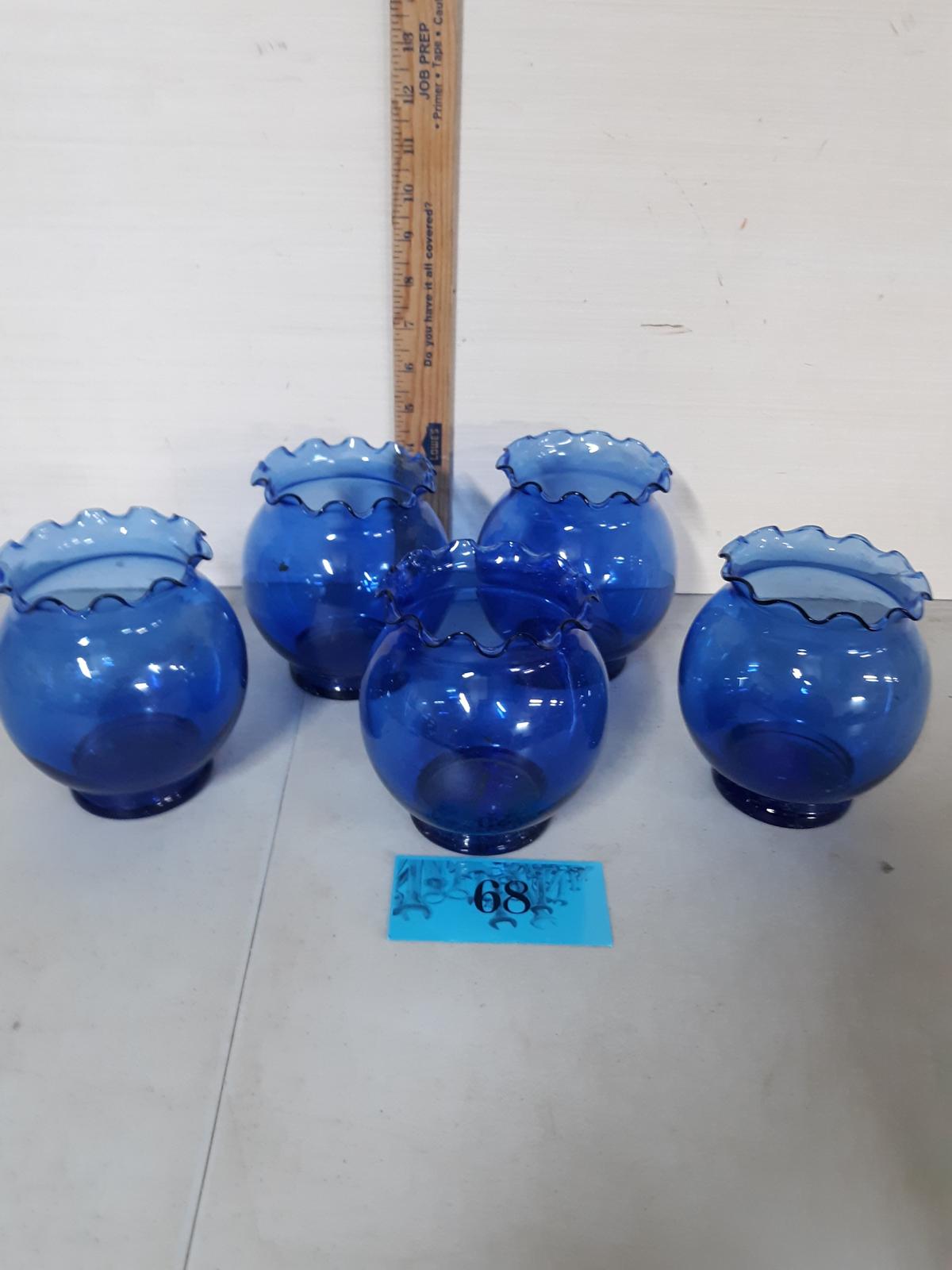 Cobalt Blue Bubble Bowl Flower Vases