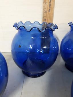 Cobalt Blue Bubble Bowl Flower Vases