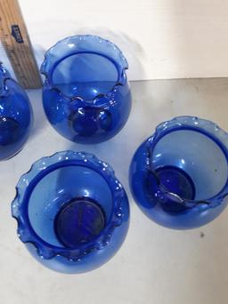 Cobalt Blue Bubble Bowl Flower Vases