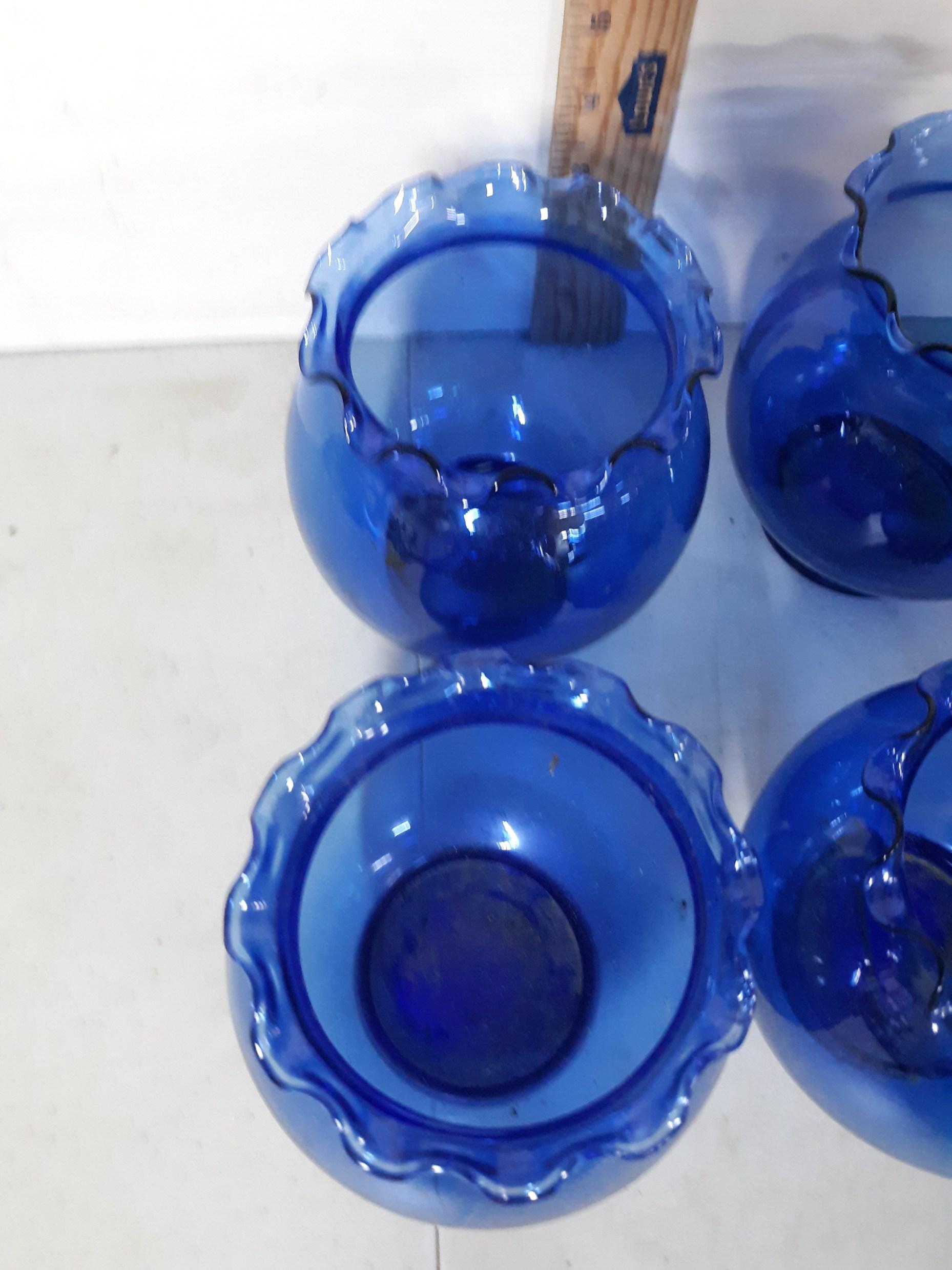 Cobalt Blue Bubble Bowl Flower Vases