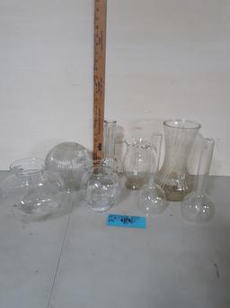 Clear Glass Lot, Vases, Globes