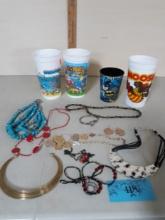 Misc. Lot, Costume Jewelry, Advertising Cups