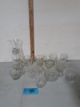 Clear Glass Lot, Cups, sugar, Creamers
