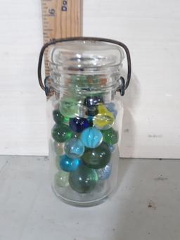 Vintage Jar with Marbles