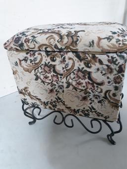 Upholstered Box on Metal Stand