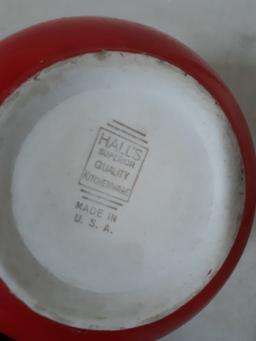 Vintage Halls Red Casserole Dish with White Lid
