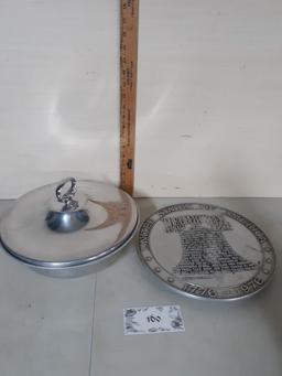 USA Liberty Bell Trivet, Serving Dish w/lid