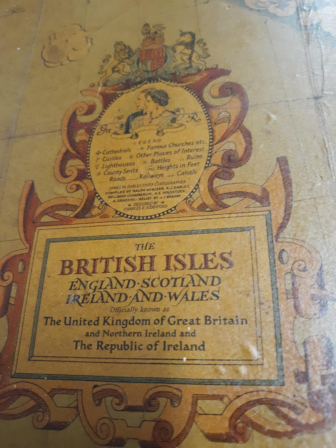 Vintage British Isles Framed Map