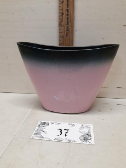 Vintage Mid-Century Pink Black Vase