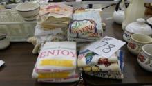 kitchen fabric lot, various hand and dish towels most like new