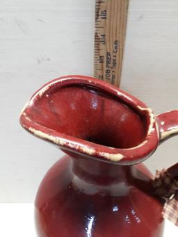 Pottery Barn Palermo Red Rustic Farmhouse Ceramic Pitcher
