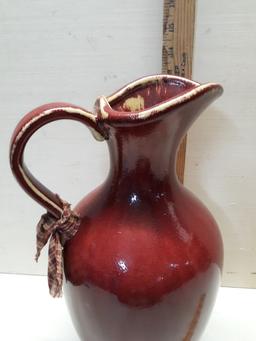 Pottery Barn Palermo Red Rustic Farmhouse Ceramic Pitcher