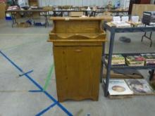 trash bin, wooden trash bin with storage shelves on top 40in tall and 2ft wide