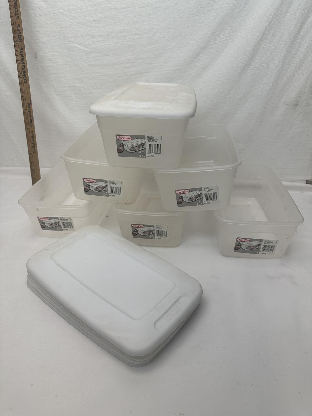 (6) Sterilite Shoebox Size Lidded Storage Totes