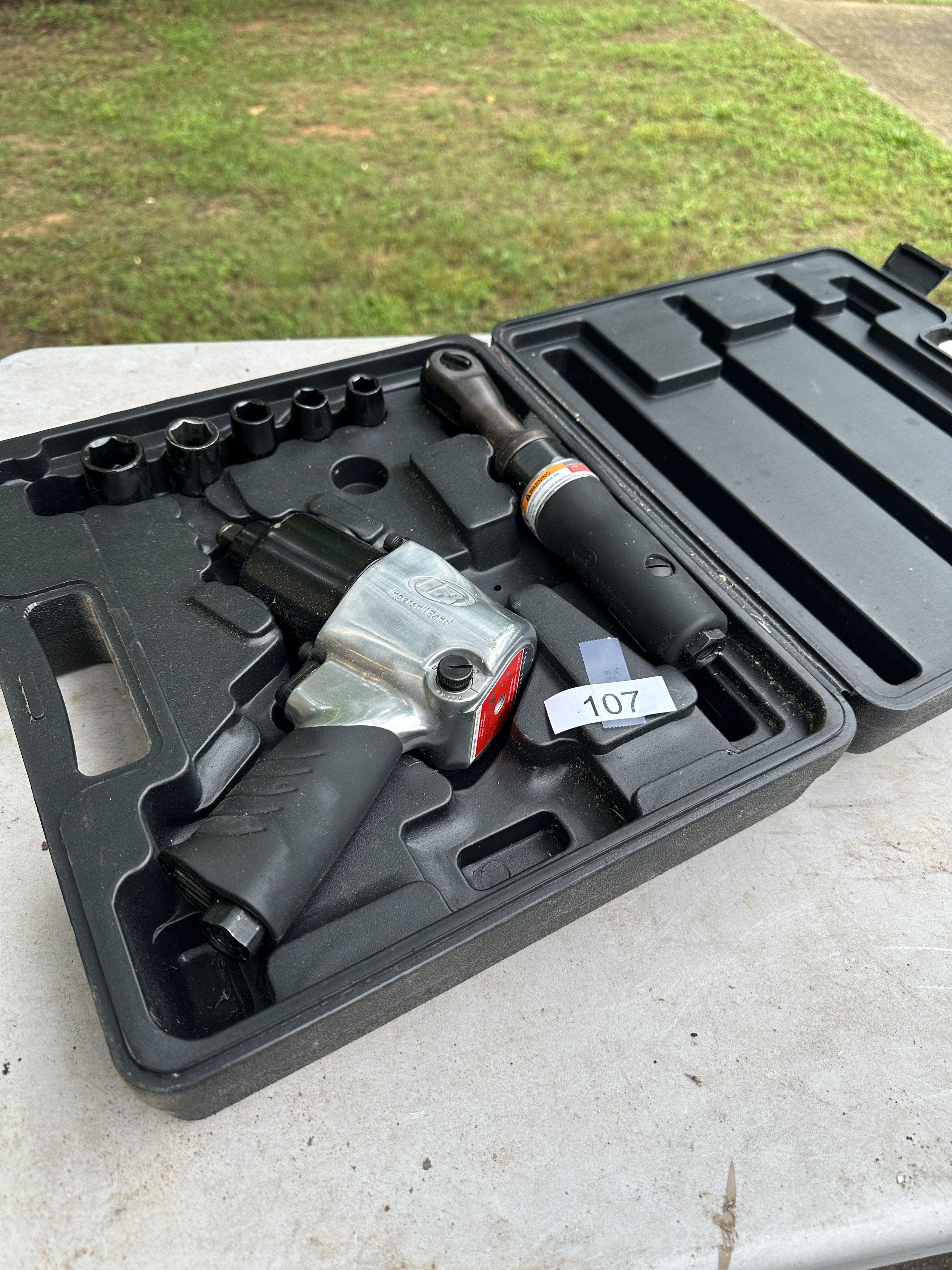 Ingersol Rand 1/2 in Impact Pneumatic Ratchets in Case with Sockets