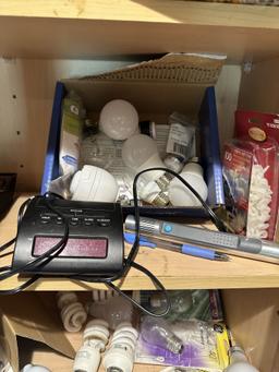 Cabinet Full of Light Bulbs, Hammer, ETC