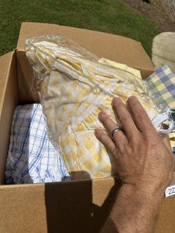 Large Box Full of Misc Table Cloths, Place Mats, Length Fabric/Cloth