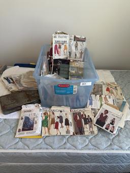 Rubbermaid Tote Full of Clothes Making Patterns, ETC