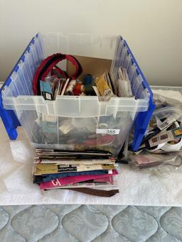 Flip Lid Tote Full of Misc Sewing Items