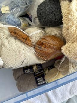 Rubbermaid Tote Full of Yarn