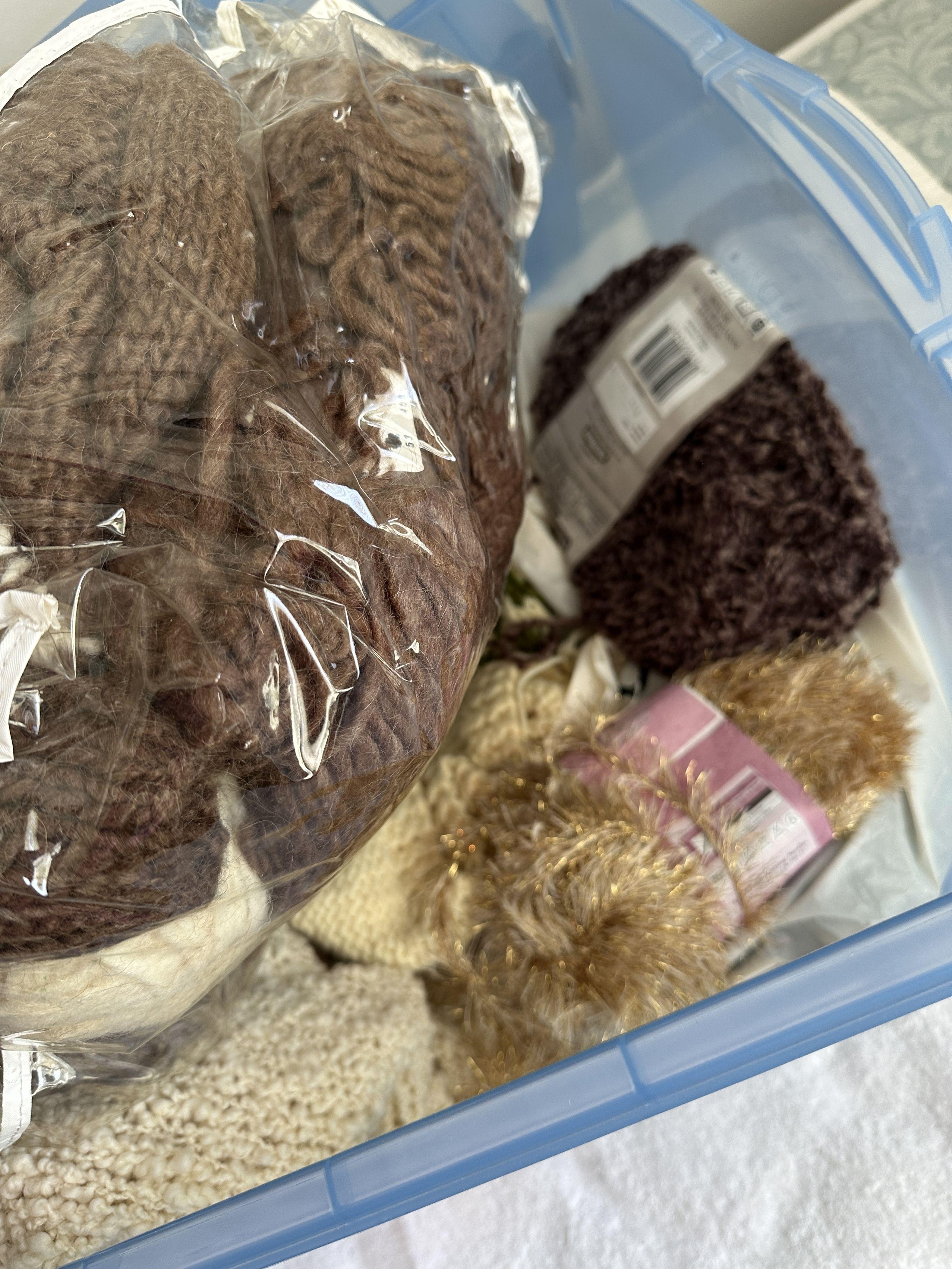 Rubbermaid Tote Full of Yarn