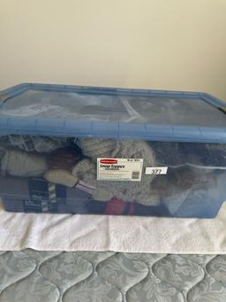 Rubbermaid Tote Full of Yarn