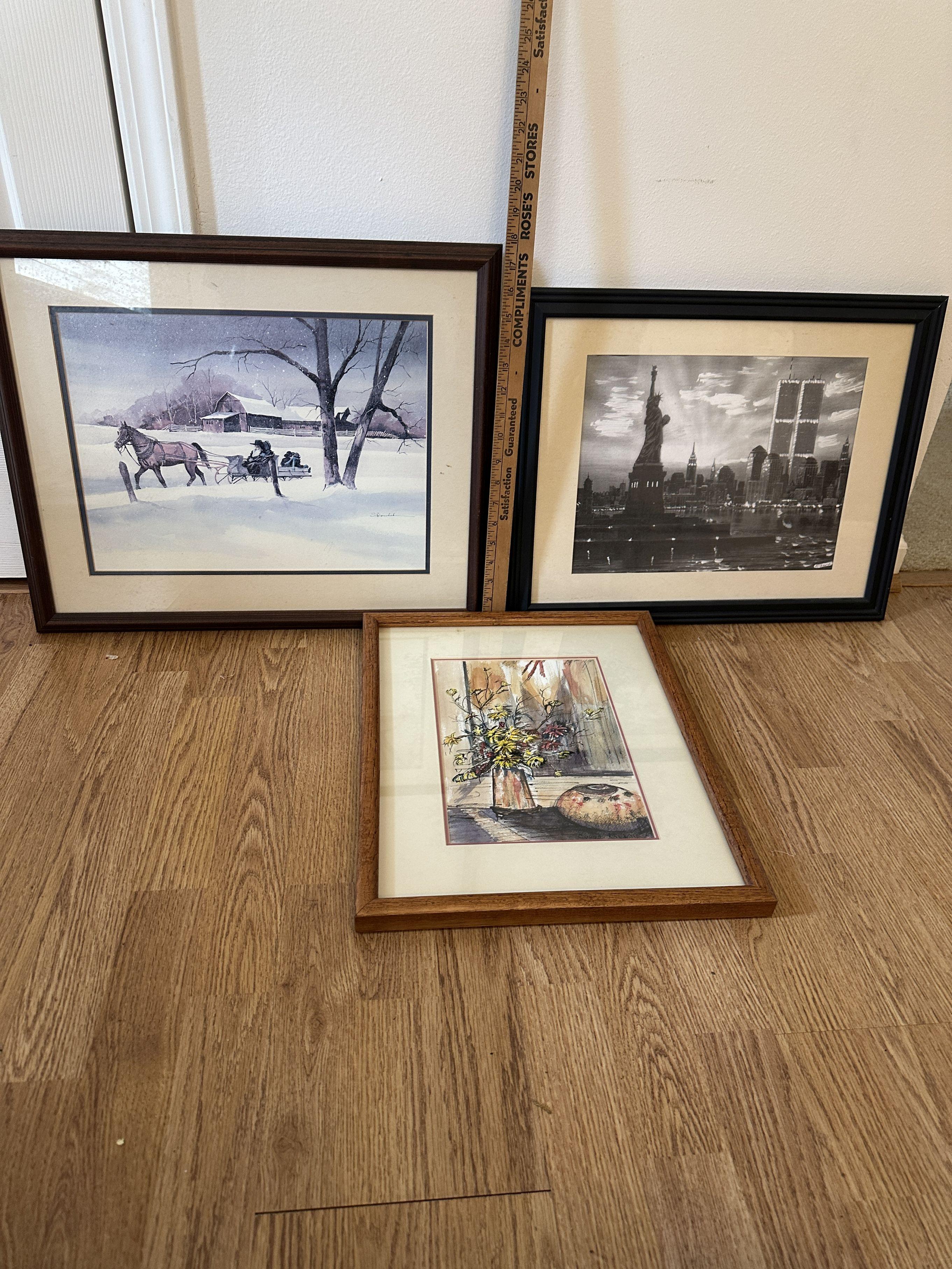 3 Pieces of Framed Art