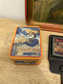 Box Lot/Décor Tin Pieces, Tray, Pig, ETC