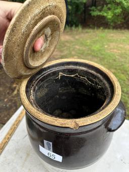 Approx 15 1/2 Inch Tall Vintage Crock Churn with 4 and Crown on it (Heavy)