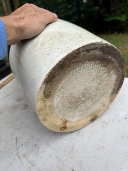 Approx 15 1/2 Inch Tall Vintage Crock Churn with 4 and Crown on it (Heavy)