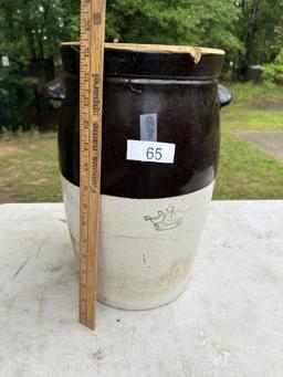 Approx 15 1/2 Inch Tall Vintage Crock Churn with 4 and Crown on it (Heavy)