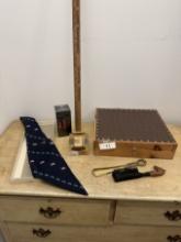 Box Lot/Misc Décor Pieces, Cologne, Tie, ETC