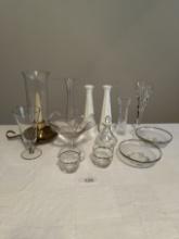 Box Lot/Misc Candleholders, Vases, Cream & Sugar Set, ETC
