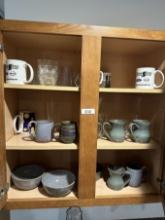 Cabinet Full of Coffee Mugs, Bowls, ETC