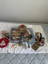 (2) Lidded Totes Full of Misc Spools of Thread, Sewing Items