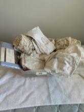 Tote Full of Doillies, Table Cloth, Lace Table Cloths, ETC