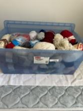 Rubbermaid Lidded Tote Full of Yarn, ETC