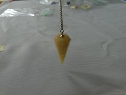 pendulum, yellow aventurine crystal pendulum with chain and gemstone used for dowsing and energy hea